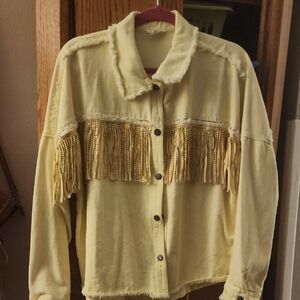 Yellow Fringe Button-Up Jacket